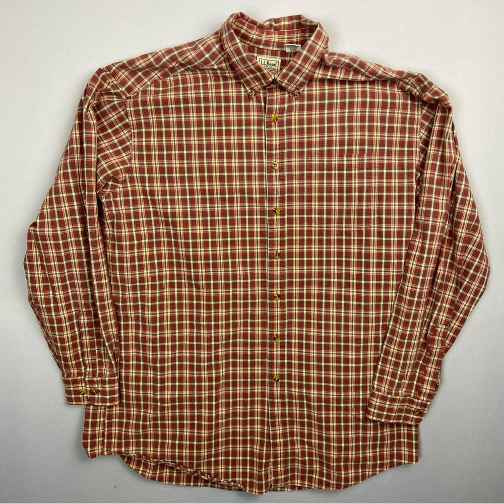 Vintage LL Bean Flannel Button Down Long Sleeve Shirt Red Men’s XL TALL Cotton